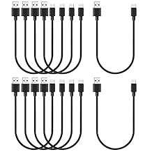 Short USB to USB C Cable 1ft 10-Pack, Bulk USB A to Type C Charging Cable, 12-Inch USBc Fast Charger Cord for Android Phone, Black
