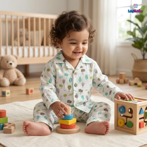 Image of 100% Cotton Muslin Pant Shirt Set | Ultra Soft Breathable Toddler Outfit | Summer Wear Kids Clothing | Skin Friendly Comfortable Fit | SIZE | PRINT