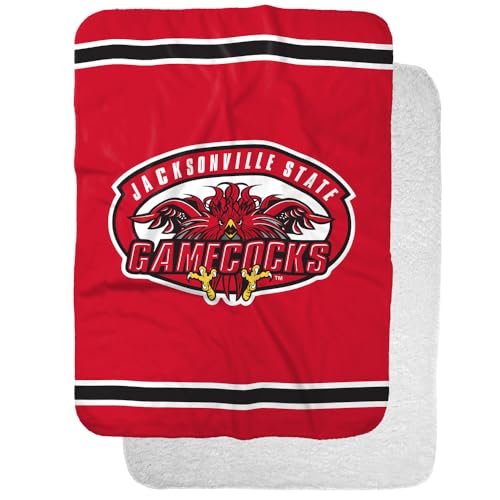 Jacksonville State University Primary Logo Stripes Sherpa Blanket, Warm Soft Cozy 30"X40"