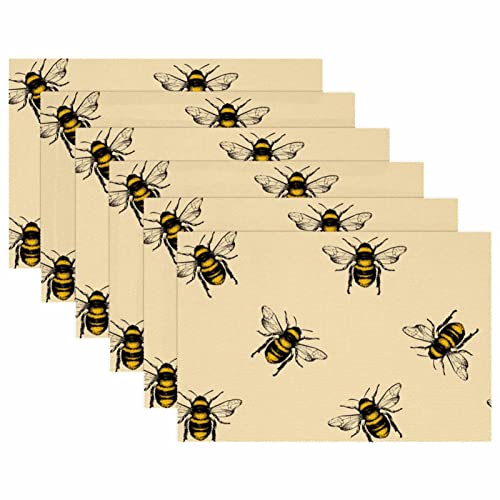 Set de table abeille antidérapant et résistant à la chaleur lot de 6