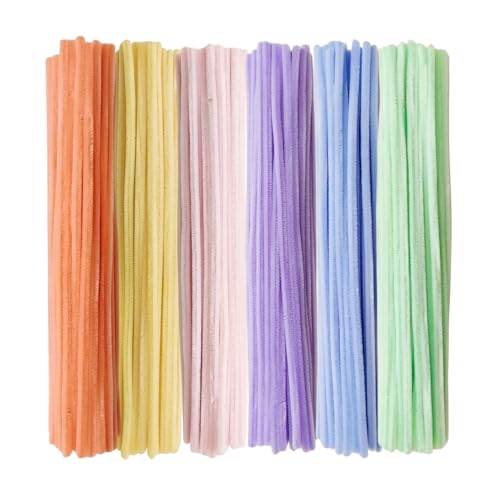 YYUENG TAK 300 pcs Pastel Pipe Cleaners(Macaron) - Fluffy Craft Pipe Cleaners for Arts & Crafts Ideal for Making Flowers & Decorations(12x0.24 in) Candy-Colored Chenille Stems