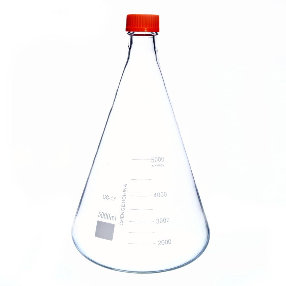 Laborflasche, Laborgraduierter GG-17-Glaskolben mit orangefarbenem Schraubverschluss, 250–2000 ml(250ml Small Port)