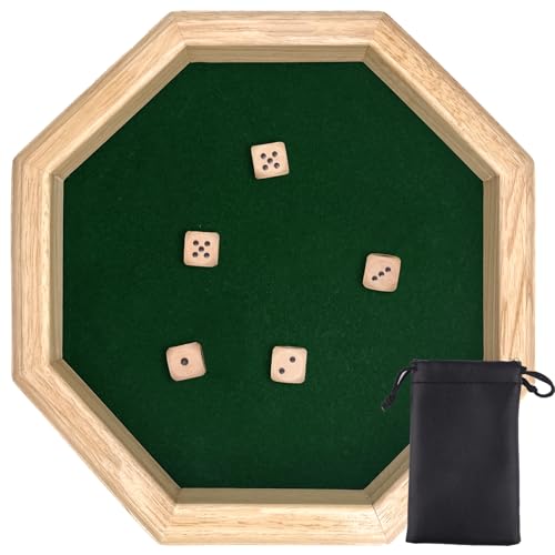YeyeCyrilze Piste de dés, 30 CM/11,81 in Plateau de des en Bois,Plateau de des, Piste de des, Piste de des+Dés & Ceintures, Convient pour Plateau Jeu de Dés pour Les...