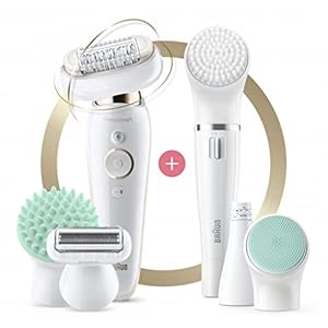 Braun Silk-épil 9 Flex Beauty-Set, Epilierer Damen / Haarentferner, FaceSpa Gesichtshaarentferner, 8 Aufsätze, Tasche, mit flexiblem Kopf für einfachere Haarentfernung, 9300, weiß/gold