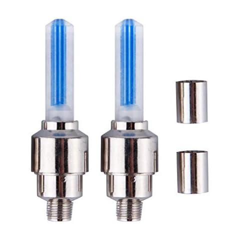 Bike Wheel Lights, 2pcs Led Wheel Lights Bicycle Wheel Tyre Tire Valve Cap Led Neon Flash Lamp for Car Motorcycle Bicycle Blue Cover