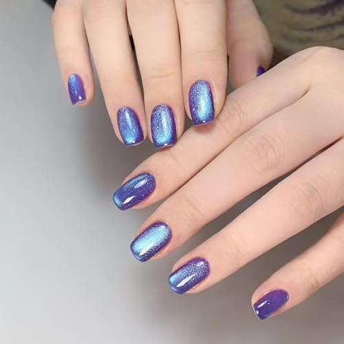 Esmalte gel efecto gato holográfico azul y morado 15ml miniatura 7