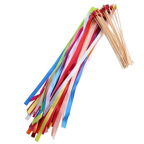 Garneck 20 Piezas Varita Mágica De Palos De Serpentinas De Boda Ceremonia De Boda Varita Cintas Serpentinas Mezclar Palos De Varitas De Colores Decoraciones De Peceras De Madera
