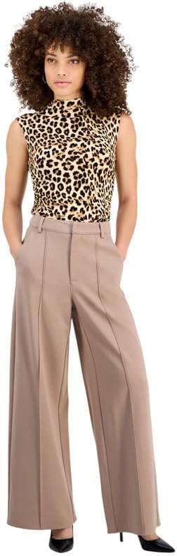 Bar III Women's Petite Wide-Leg Ponte Pants (Warm Ginger, Petite X-Large)