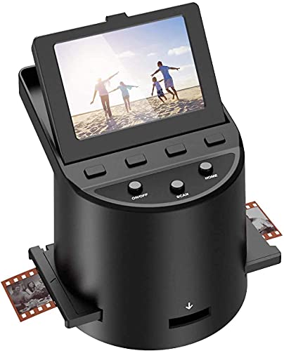 Digital Film &Slide Scanner with 22MP, Converts 35mm, 126, 110, Super 8 Films, Slides, Negatives to JPEG, Tilt-Up 3.5  Large LCD, Includes Cables, Film Inserts &More, MAC and PC Compatible