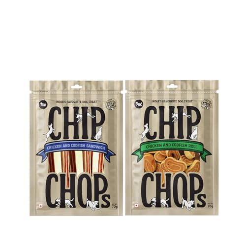 Image of Chip Chop Dog Treat Combo Pack 70g Each - Chicken Codfish Sandwich & Rolls, High Protein Dog Treats for Training & Reward, Healthy Digestible Dog Snacks for All Breeds