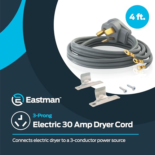 Image of Eastman 6 Feet Electric Dryer Cord, 30 Amps 3-Prong Wire, 61251