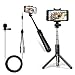 MAONO Selfie Stick Tripod Lavalier Mic AU-Z06H Aluminum Alloy Lightweight Integrated Stand Wireless Bluetooth Remote, Extra Cell Phone Stand, Portable Monopod Broadcast, YouTube,Facetime