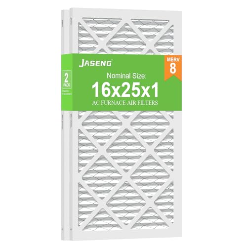 Image of 16x25x1 MERV 8 Air Filter, 2-Pack for Furnace HVAC | MPR 600 FPR 5 Pleated HVAC filter, Exact Size: 15.67 inchx24.68 inchx0.79 inch, Filters Dust, Pollen & Pet Dander, 3-Month Lifespan