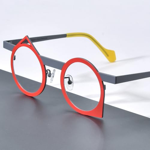 Image of FONEX Colorful Pure Titanium Glasses Frame Women Retro Round Eyeglasses