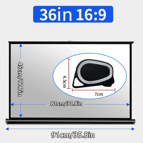 Image of Projector Screen,Projector Screen Pull Down, Manual Pull Up Projection Screen Floor Standing Projector Screens Table Top Screen Portable 4K HD Movie Screen 20in