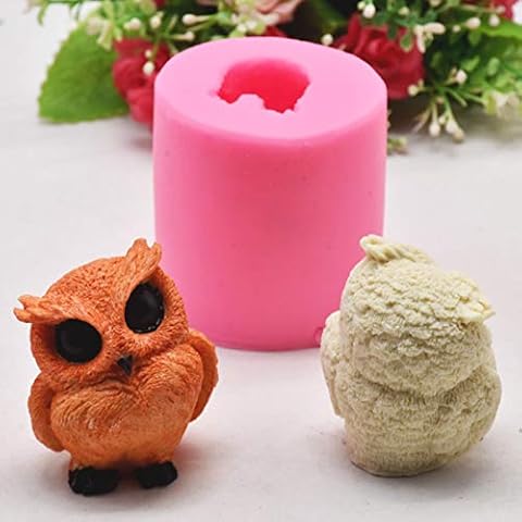 JQS 3D Owl Silicone Soap Mold Resin Candle Mould Fondant Cake Decorating Tools Chocolate Candy Pastry Baking Kitchen Supplies Cover