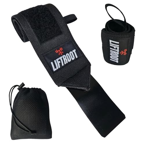 LIFTROOT Wrist Wraps with Thumb Loops for Men & Women | Adjustable Wrist Support for Weightlifting, Powerlifting, Bench Press & Strength Training