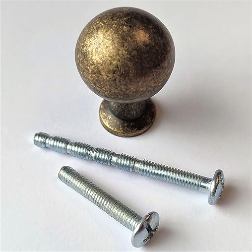 French Furniture Fittings Set of 6 Deep Antique Brass Kitchen Cupboard knobs, 23mm knobs for Cabinet Doors Screws Included - Image 3