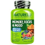 NATURELO Whole Food Brain Supplement - Brain Health Supplements for Memory & Focus Support - Enhance Brain Health Blend Supplement for Adults - 60 Vegetarian Capsules