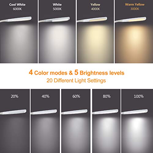 Phive Led Floor Lamp For Reading, Dimmable Gooseneck Standing Lamp (4 Color Modes, 5-Level Dimmer, 12W, Memory Function, Touch Control Floor Light For Living Room, Bedroom, Office) White #TOP2