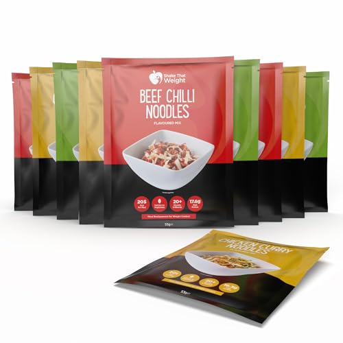 Shake That Weight - Variety Noodle Box - 10 Meals High Protein Low Calorie Meal Replacement for Weight Loss Vegetarian Quick & Easy Includes Beef Chilli Chicken Veg & Chicken Curry Noodles