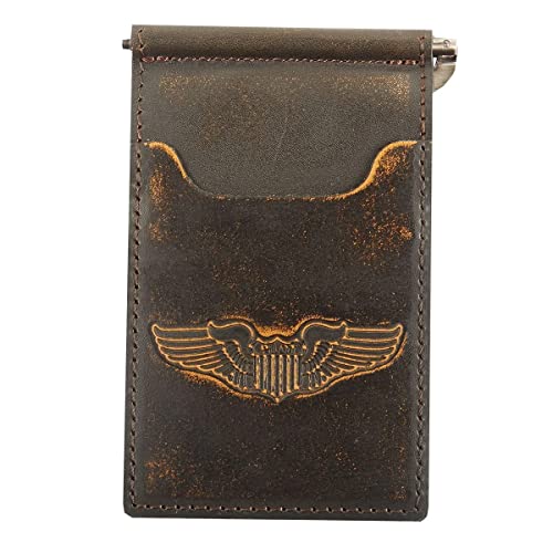 Pilot Wings Burnished Leather Front Pocket Wallet