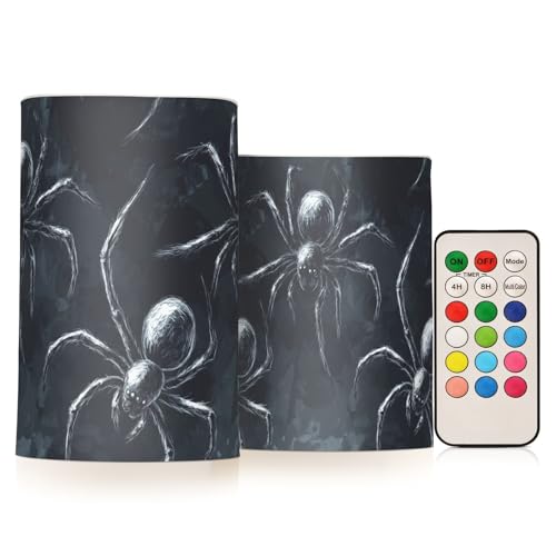 famyily Sketch - Juego de 2 velas parpadeantes sin llama negras sin llama con baterías para exteriores, 4 pulgadas y 5 pulgadas