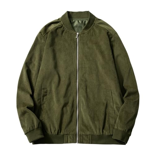 Veste légère en velours côtelé hommes blouson baseball casual vintage vert militaire grande taille 4XL