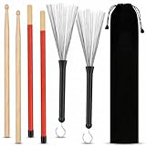 Tbrand Drum Sticks 1 Pair 5A Maple Wood Drum Sticks,1 Pair Retractable Drum Wire...