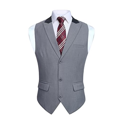 HISDERN Colete masculino formal, colete de negócios, casual, para casamento, smoking com bolsos, decote em V para coletes de terno, A - cinza claro, 4X-Large