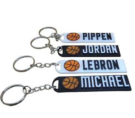 Personalized Basketball Nametag Keychain - Durable Luggage Tag - Black and White Color Option