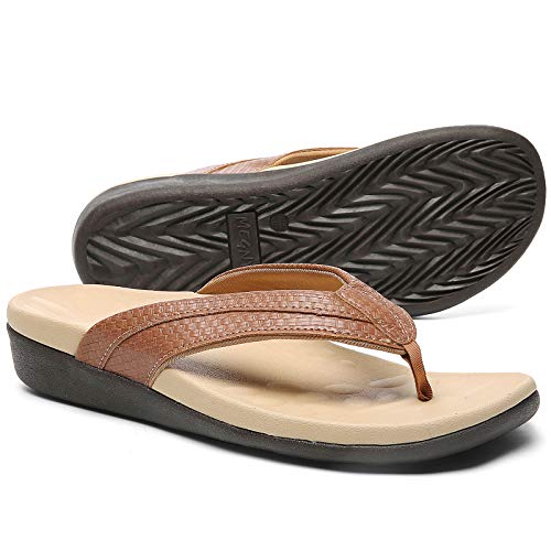 Image of MEGNYA Comfortable Walking Flip Flops for Womens, Orthopedic Walking Sandals with Arch Support, Flat Feet Pain Relief Sandals for Beach, Summer, Pool