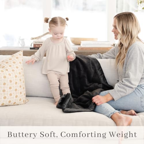 Image of SARANONI Luxury Receiving Blankets for Babies | Ultra-Soft Lush and Boutique Quality Baby Blanket | Charcoal - 40 inch x 30 inch