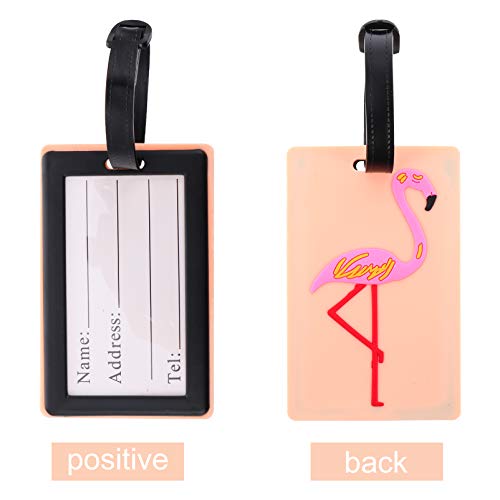 Amosfun Etiqueta de Bagagem de 5 Peças Em Pvc Cartoon Flamingo Unicórnio Padrão Malas Etiqueta Cartã