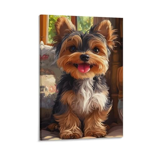 Terrier du Yorkshire cadeau peinture sur toile pour amateur