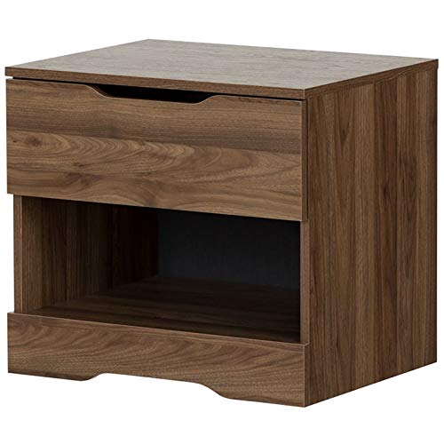 Home Square 4 Piece Modern Bedroom Furniture Set/Queen Platform Bed with Storage / 6 Drawers Dresser / 2 Nightstands with Drawers and Shelf/Distressed Brown/Walnut Finish