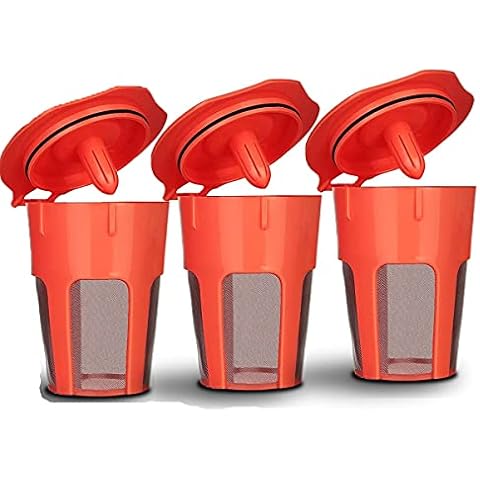 3 Pack Refillable K Carafe Coffee Pods 2.0 K-Carafe Filter Coffee Capsule Reusable Coffee Filter Holder for K 2.0, K200, K250, K300, K350, K360, K400, K450, K460, K500, K550, K560 Cover