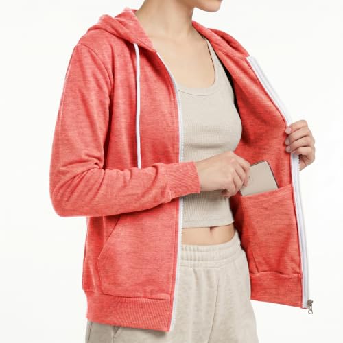 Image of GIVON Womens Casual Zip Up Hoodie Cotton Blend Soft Fabric Basic Layering Hooded Jacket with Kangaroo Pocket