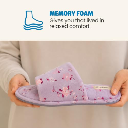 Image of Dearfoams womens Slipper Memory Foam Summer House Shoe Beatrice Terry Slide