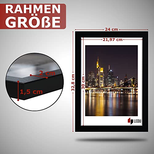 LEDU® 3er Set Bilderrahmen | Schwarz | 21x30 cm (A4) | Fotorahmen | MDF | Rahmen | Holz | bruchsicheres Acrylglas – Bild 6