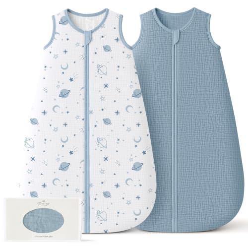 Image of Konssy Muslin Baby Sleep Sack 0-6 Months, 0.8 TOG Baby Wearable Blanket