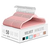Velvet Clothes Hangers (50 Pack) Heavy Duty Durable Suit Hanger Vibrant Color Hangers Lightweight Space Saving Coat Hangers for Closet -Coral Hangers