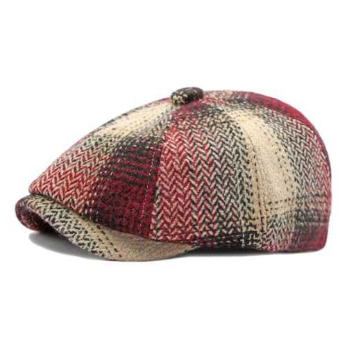 Tweed Newsboy Flat Cap for Men Women Gatsby Ivy Cabbie Hat Scally Cap