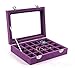 Produktbild VANCORE(TM 24 Fächer Samt Glas Schmuck Boxen Damen-Schmuckkasten Ringe Ohrringe Halsketten Schmuckständer Schmuckkasten Aufbewahrungsbox lila