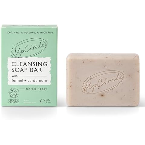 UpCircle Fennel + Cardamom Chai Soap Bar 3.5oz - Certified Organic Vegan Cleanser For Face And Body - Green Clay, Glycerin + Shea Butter Draw Toxins From Pores - Palm Oil Free Cover