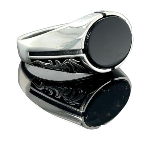 Minimal Black Onyx Signet Ring, Wedding Ring For Men, Oval Onyx Ring, Minimalist Signet Ring, 925k Sterling Silver Ring, Gift For Him (9.5)