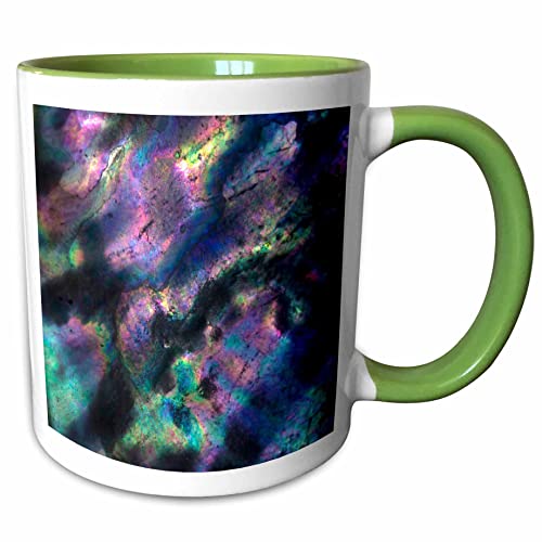 3dRose USA, California. Irridescent Abalone shell 15oz Two-Tone Green Mug