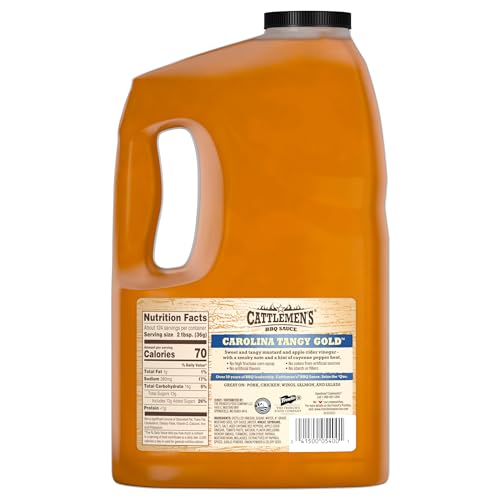 Cattlemen's Carolina Tangy Gold BBQ Sauce, 1 gal - One Gallon Bulk Container of Tangy Gold Barbecue Sauce Blend of Creamy Mustard, Sweet Molasses, and More Perfect for Glazes