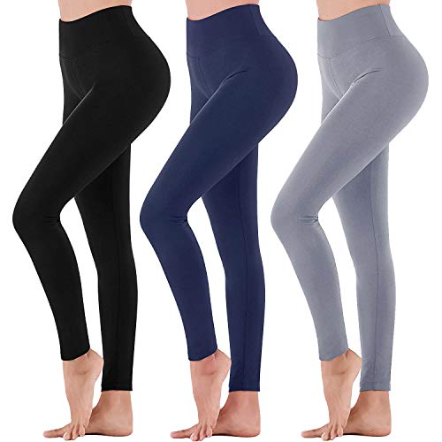 Womens High Waisted Leggings - Soft Athletic Tummy Control Full Length Pants