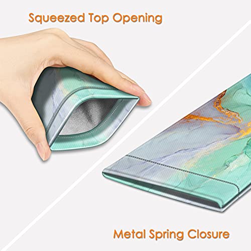 Image of FINTIE Soft Eyeglasses Case with Cleaning Cloth, Portable Squeeze Top Vegan Leather Glasses Pouch, Sunglasses Eyewear Bag
